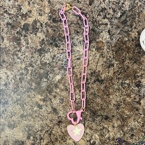 Pink Heart Necklace with Star Charm